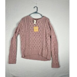 Aeropostale Aero Hygge Sweater Womens XS Pink New Cable Knit Chenille 9360